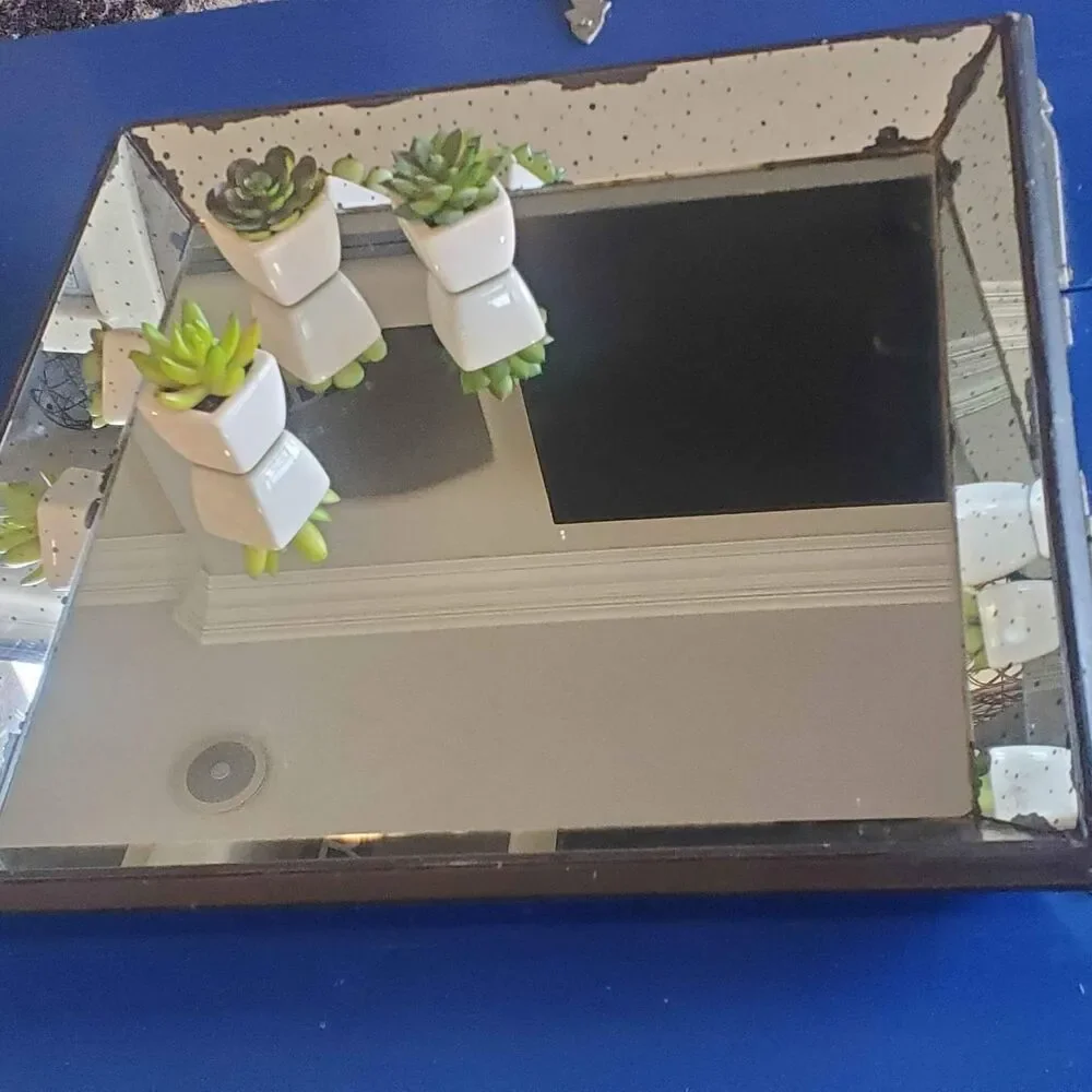 Square mirrored tray 19x19